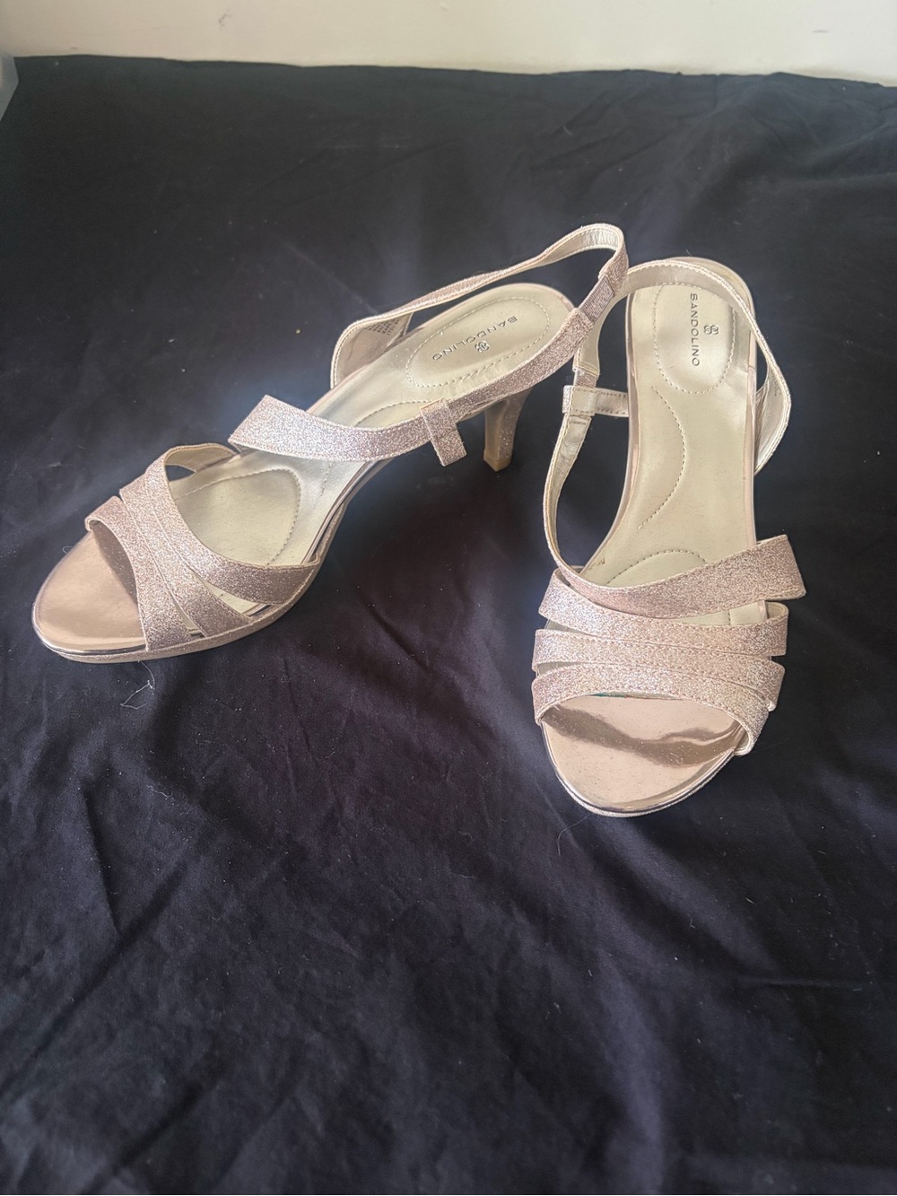 Bandolino Rose Gold Glitter Strappy Heeled Sandals Size 10M